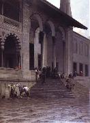 Alberto Pasini The Door of the Yeni-Djami Mosque in Constantinople oil painting reproduction